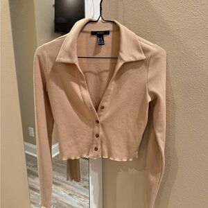 Forever 21 Beige Ribbed Knit Top